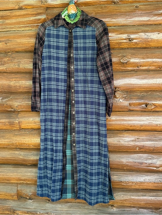 NATURAL LIFE Dresses & Skirts - NATURAL LIFE Patchwork Plaid maxi Shirt Dress Boho